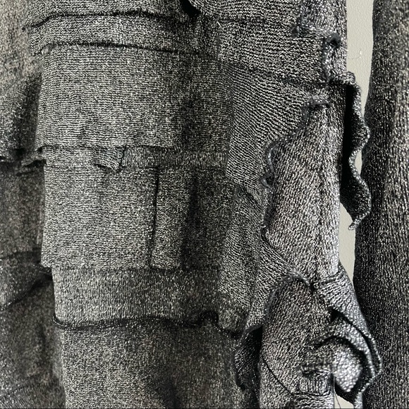 Glittery metallic curve hugging layered ruffled black & silver dress - Picture 11 of 13